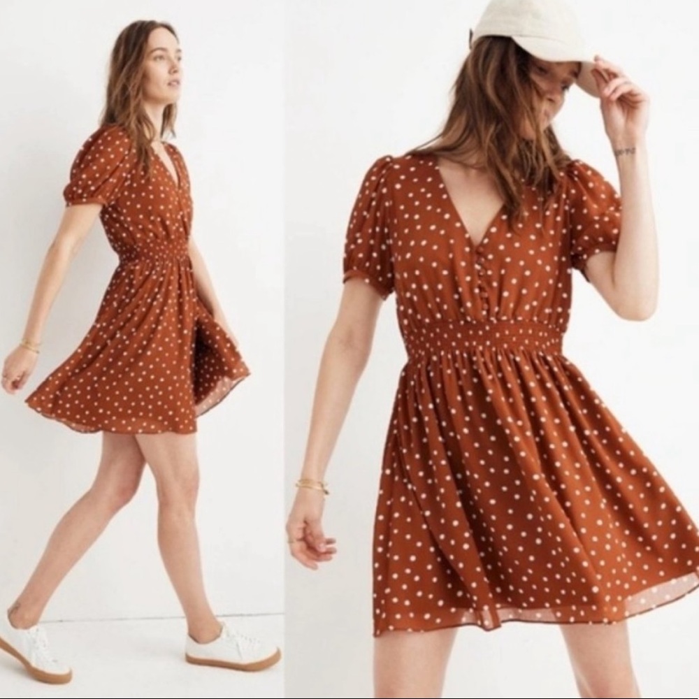 Madewell Smocked-Waist Polka-Dot Dress